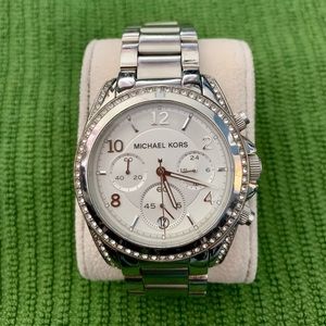 Michael Kors Silver Watch with Pave Diamond